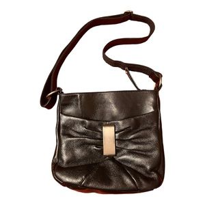 Audrey Brooke Black Leather Small/Medium Crossbody Shoulder Bag